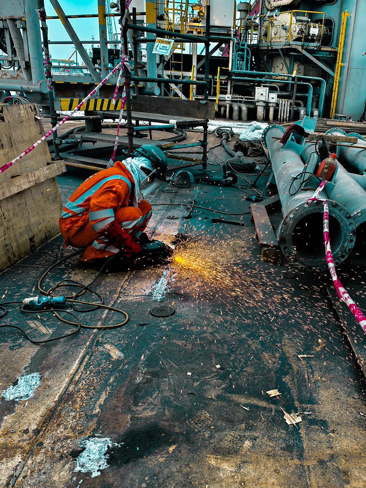 Workers using laptop